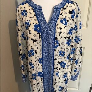 Talbots Blue and White Floral Tunic